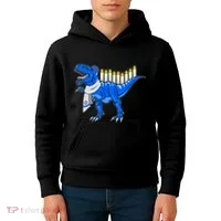 Funny Hanukah Menorasaurus T-Rex Dinosaur Kids Hoodie thumb 4