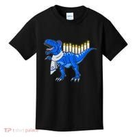 Funny Hanukah Menorasaurus T-Rex Dinosaur Kids T-Shirt thumb 0
