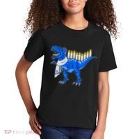 Funny Hanukah Menorasaurus T-Rex Dinosaur Kids T-Shirt thumb 2