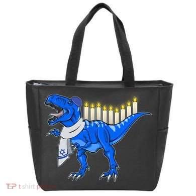 Funny Hanukah Menorasaurus T-Rex Dinosaur Tote Bag