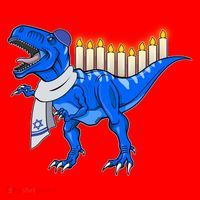Funny Hanukah Menorasaurus T-Rex Dinosaur Santa Hat thumb 1