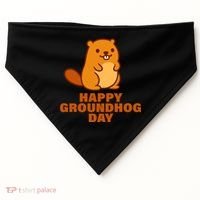Funny Happy Groundhog Day  USA-Made Doggie Bandana thumb 0