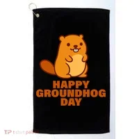 Funny Happy Groundhog Day  Golf Towel thumb 0