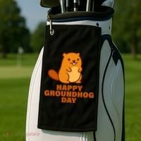 Funny Happy Groundhog Day  Golf Towel thumb 2