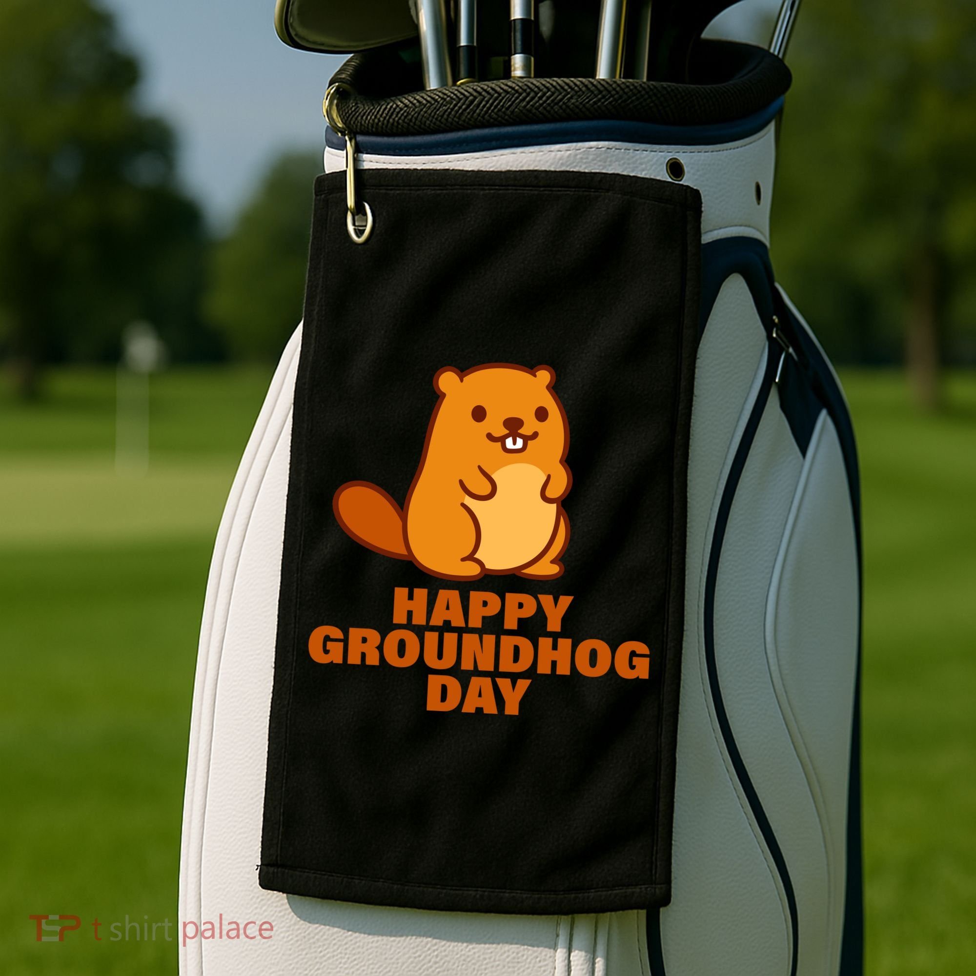 Funny Happy Groundhog Day  Golf Towel