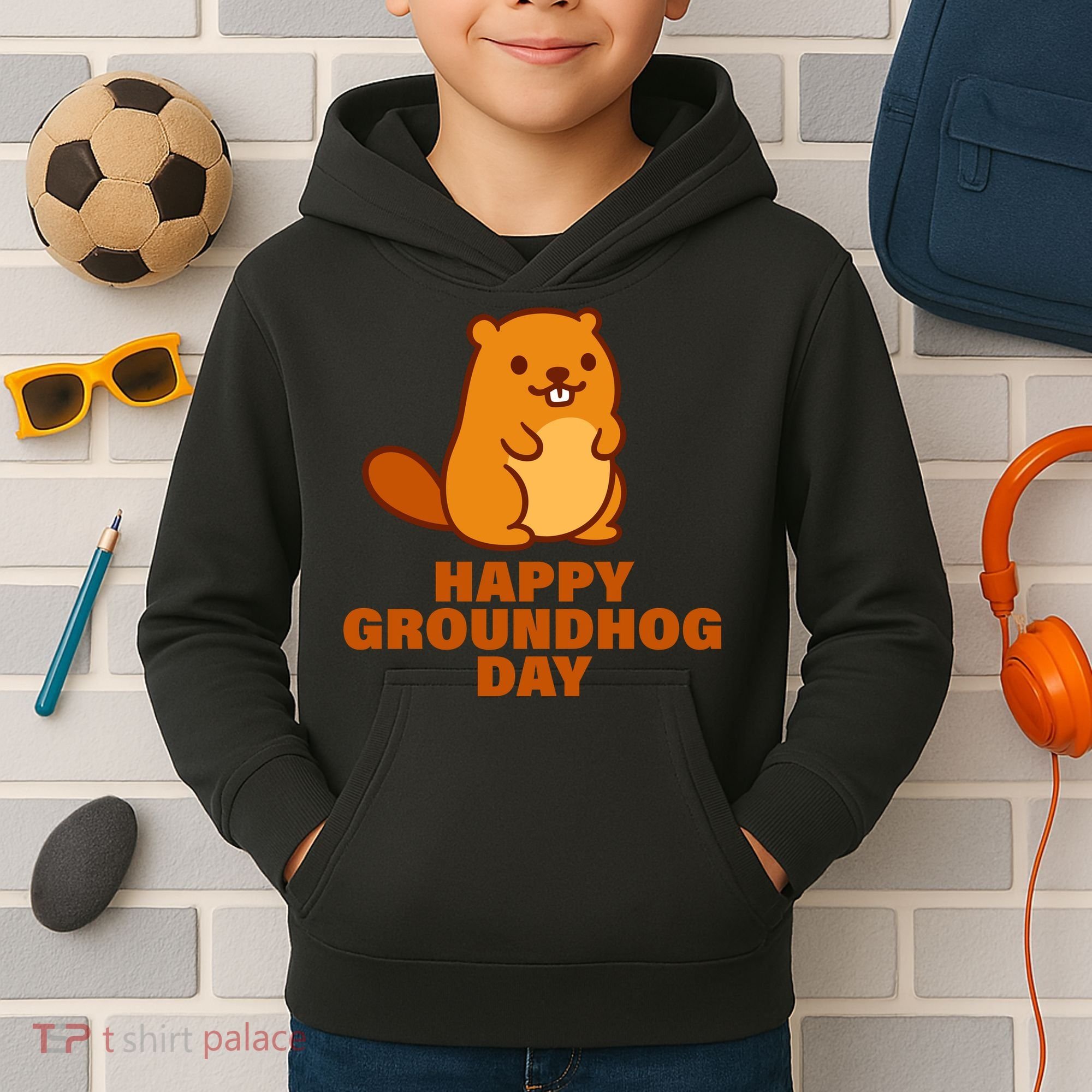 Funny Happy Groundhog Day  Kids Hoodie