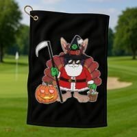 Funny Happy Merry Multiple Holiday Golf Towel thumb 1