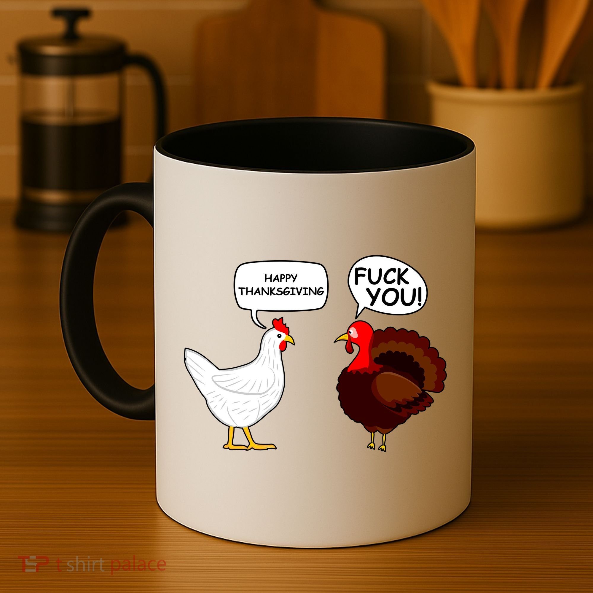 Funny Happy Thanksgiving Chicken Vs Turkey Coffee Mug