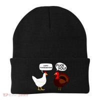 Funny Happy Thanksgiving Chicken Vs Turkey Beanie thumb 0