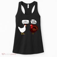 Funny Happy Thanksgiving Chicken Vs Turkey Women's Tank Top thumb 0
