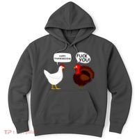 Funny Happy Thanksgiving Chicken Vs Turkey Hoodie thumb 0