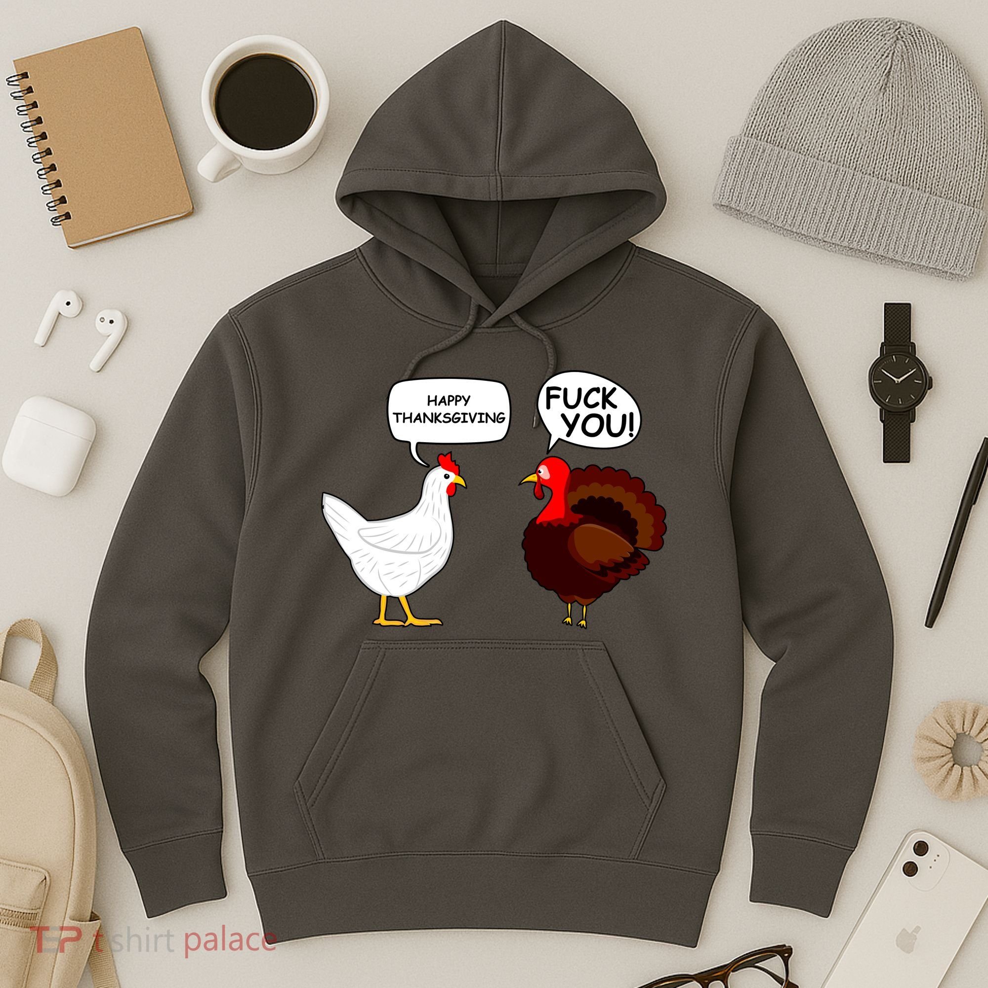 Funny Happy Thanksgiving Chicken Vs Turkey Hoodie