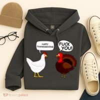 Funny Happy Thanksgiving Chicken Vs Turkey Hoodie thumb 4