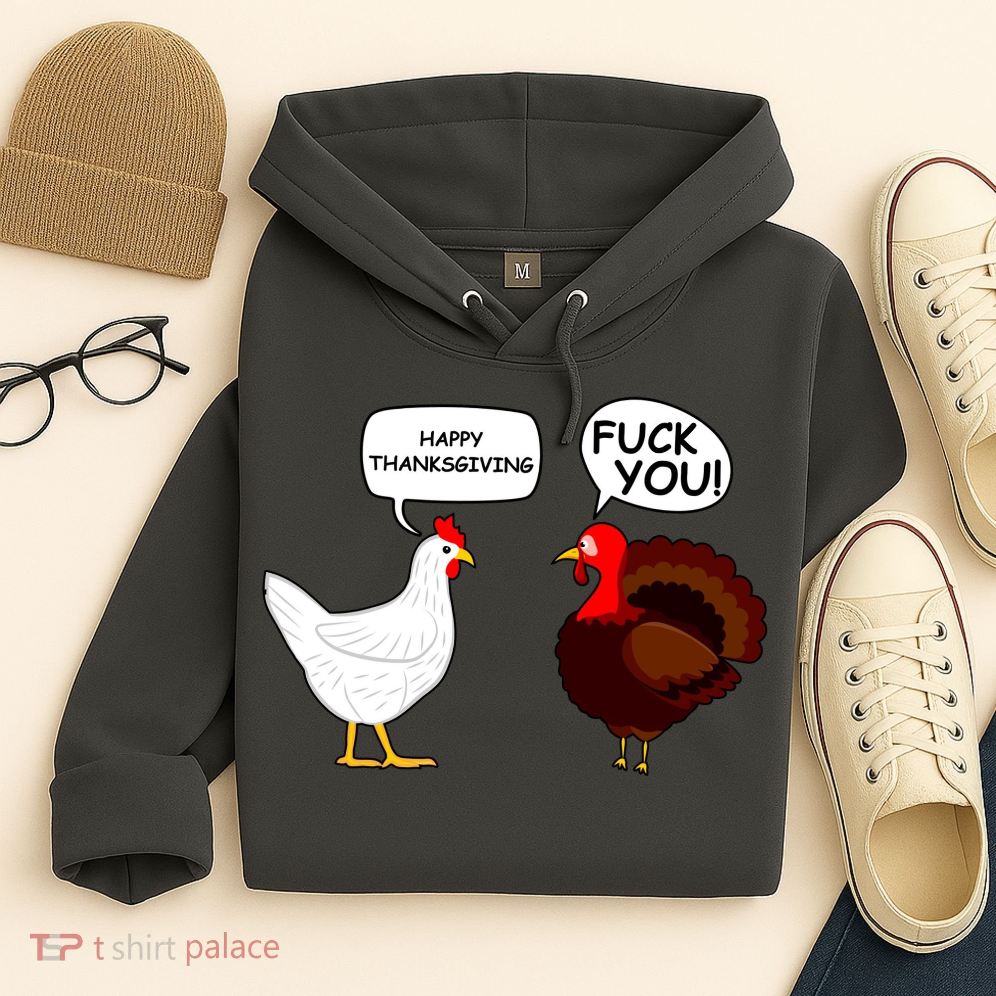 Funny Happy Thanksgiving Chicken Vs Turkey Hoodie