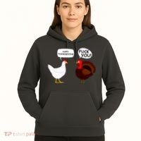 Funny Happy Thanksgiving Chicken Vs Turkey Hoodie thumb 5