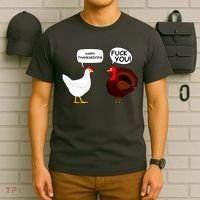 Funny Happy Thanksgiving Chicken Vs Turkey T-Shirt thumb 6