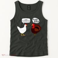Funny Happy Thanksgiving Chicken Vs Turkey Tank Top thumb 2