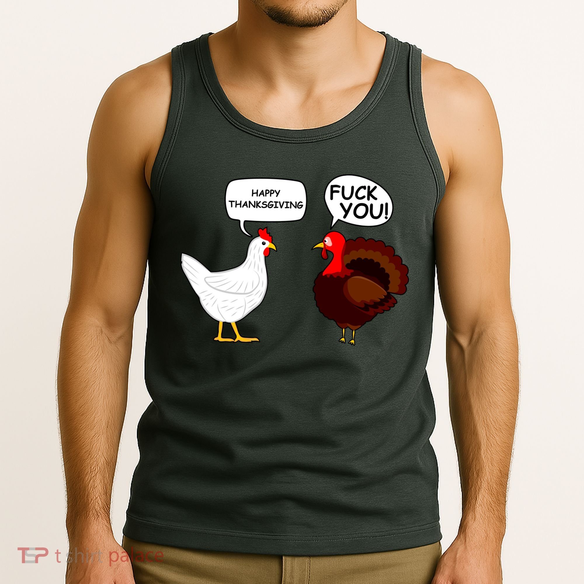 Funny Happy Thanksgiving Chicken Vs Turkey Tank Top