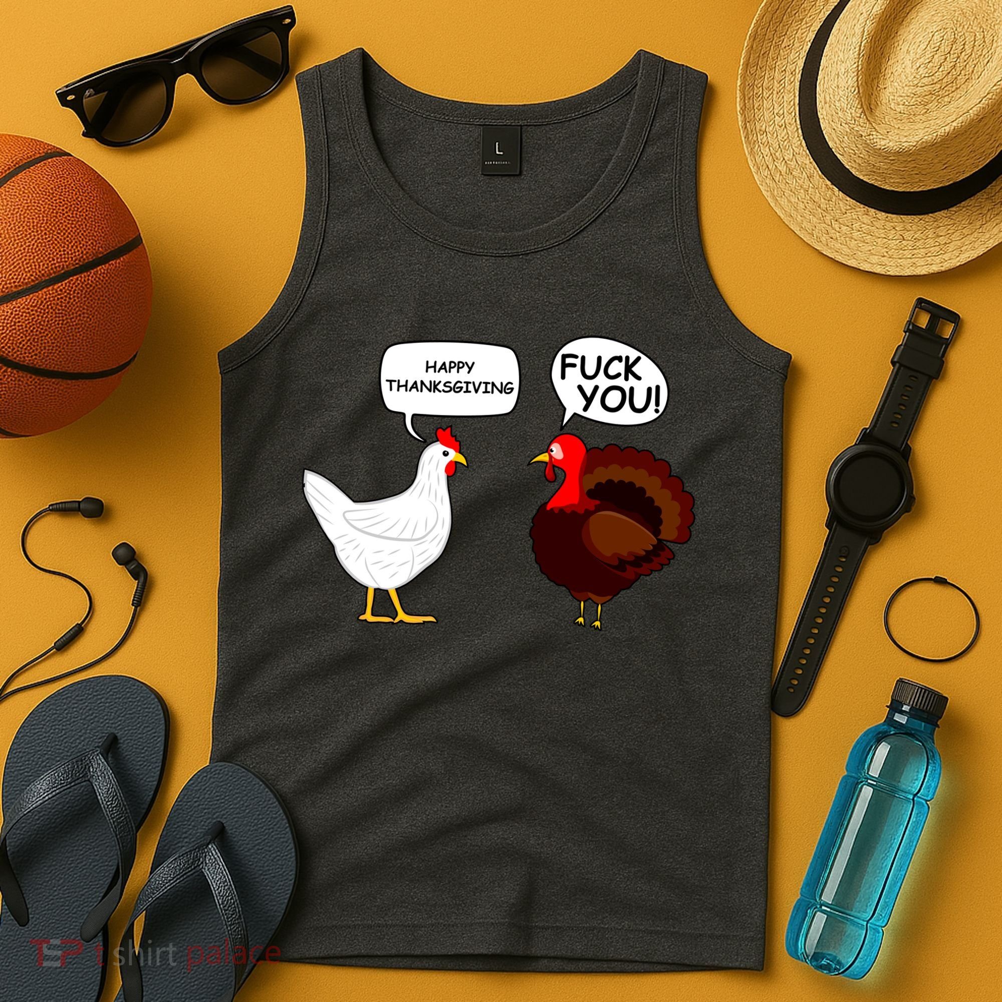Funny Happy Thanksgiving Chicken Vs Turkey Tank Top
