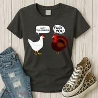 Funny Happy Thanksgiving Chicken Vs Turkey Women's T-Shirt thumb 3