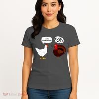 Funny Happy Thanksgiving Chicken Vs Turkey Women's T-Shirt thumb 4