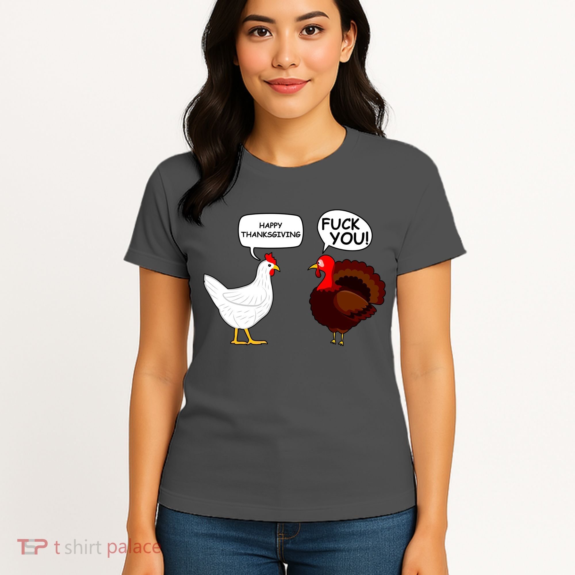Funny Happy Thanksgiving Chicken Vs Turkey Women's T-Shirt