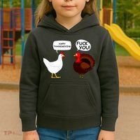 Funny Happy Thanksgiving Chicken Vs Turkey Kids Hoodie thumb 3