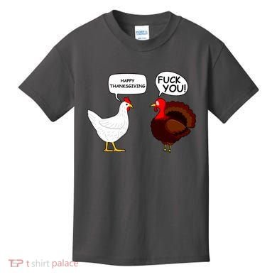 Funny Happy Thanksgiving Chicken Vs Turkey Kids T-Shirt