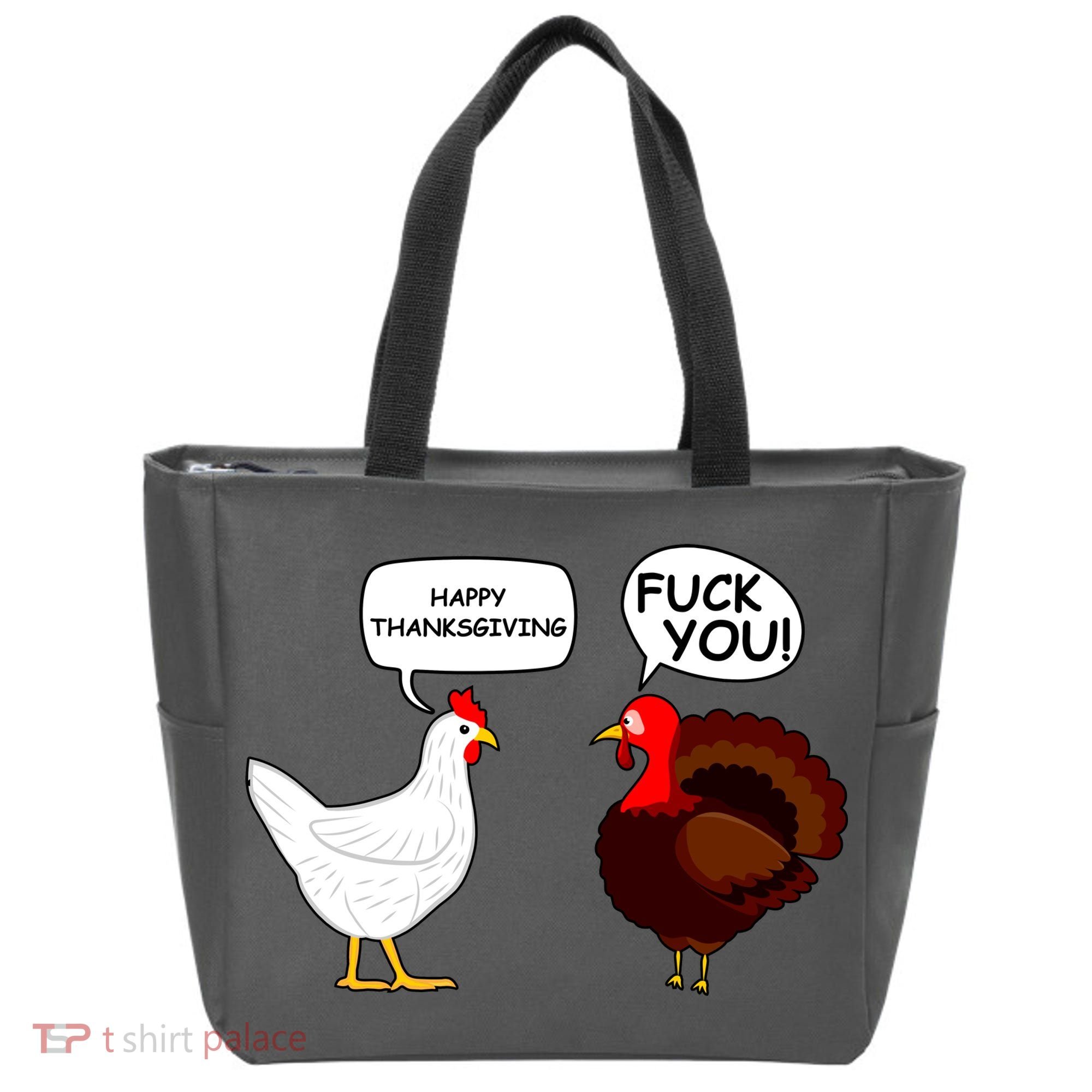 Funny Happy Thanksgiving Chicken Vs Turkey Tote Bag