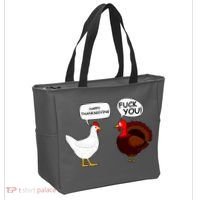 Funny Happy Thanksgiving Chicken Vs Turkey Tote Bag thumb 2