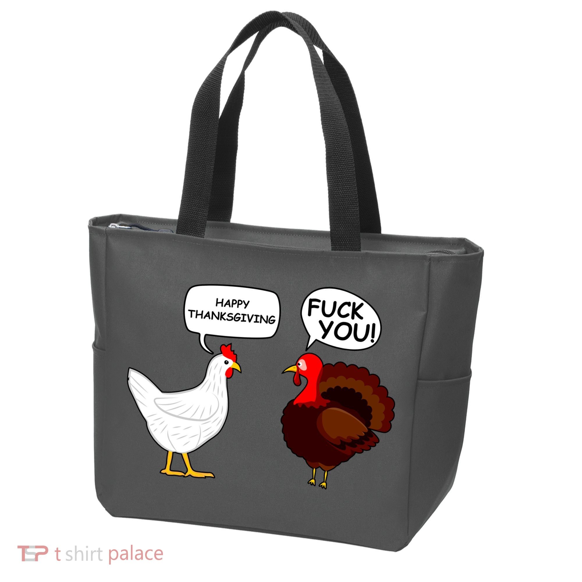 Funny Happy Thanksgiving Chicken Vs Turkey Tote Bag