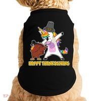 Funny Happy Thanksgiving Dabbing Turkey and Unicorn Doggie Tank thumb 0