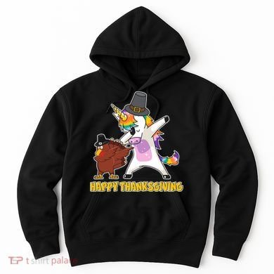 Funny Happy Thanksgiving Dabbing Turkey and Unicorn Hoodie