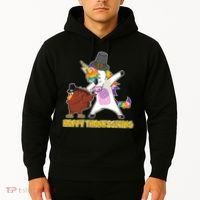 Funny Happy Thanksgiving Dabbing Turkey and Unicorn Hoodie thumb 2