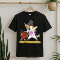 Funny Happy Thanksgiving Dabbing Turkey and Unicorn T-Shirt thumb 2