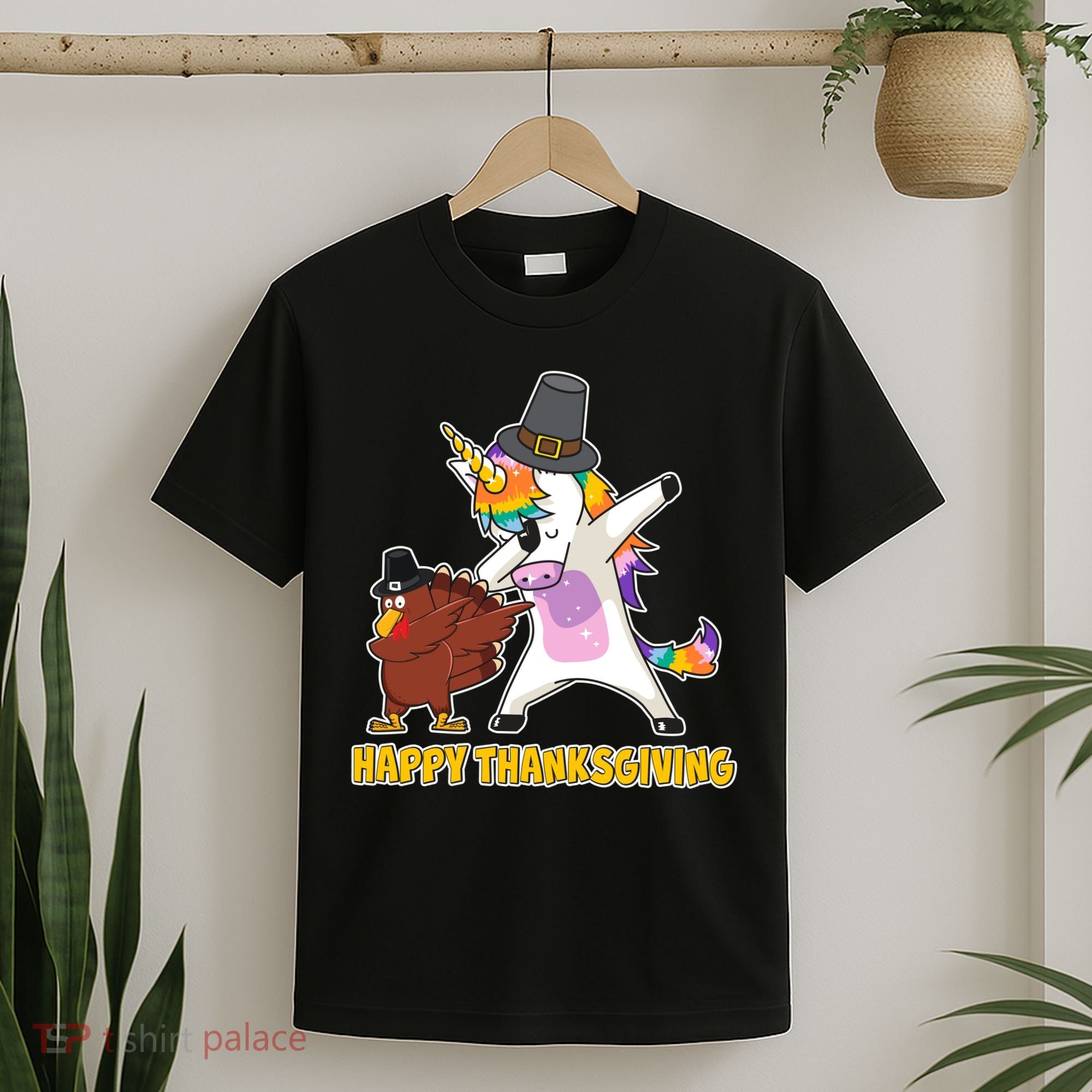 Funny Happy Thanksgiving Dabbing Turkey and Unicorn T-Shirt