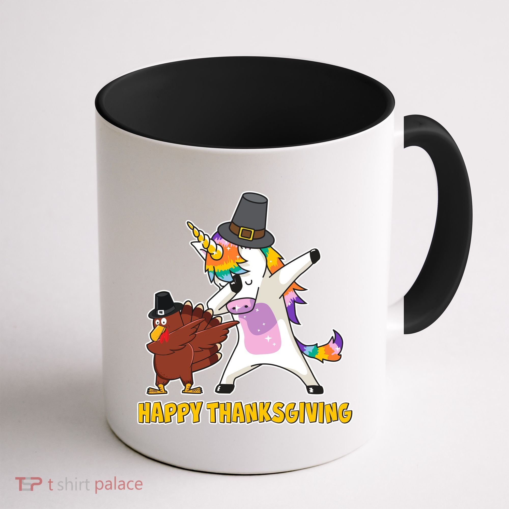 Funny Happy Thanksgiving Dabbing Turkey and Unicorn Coffee Mug
