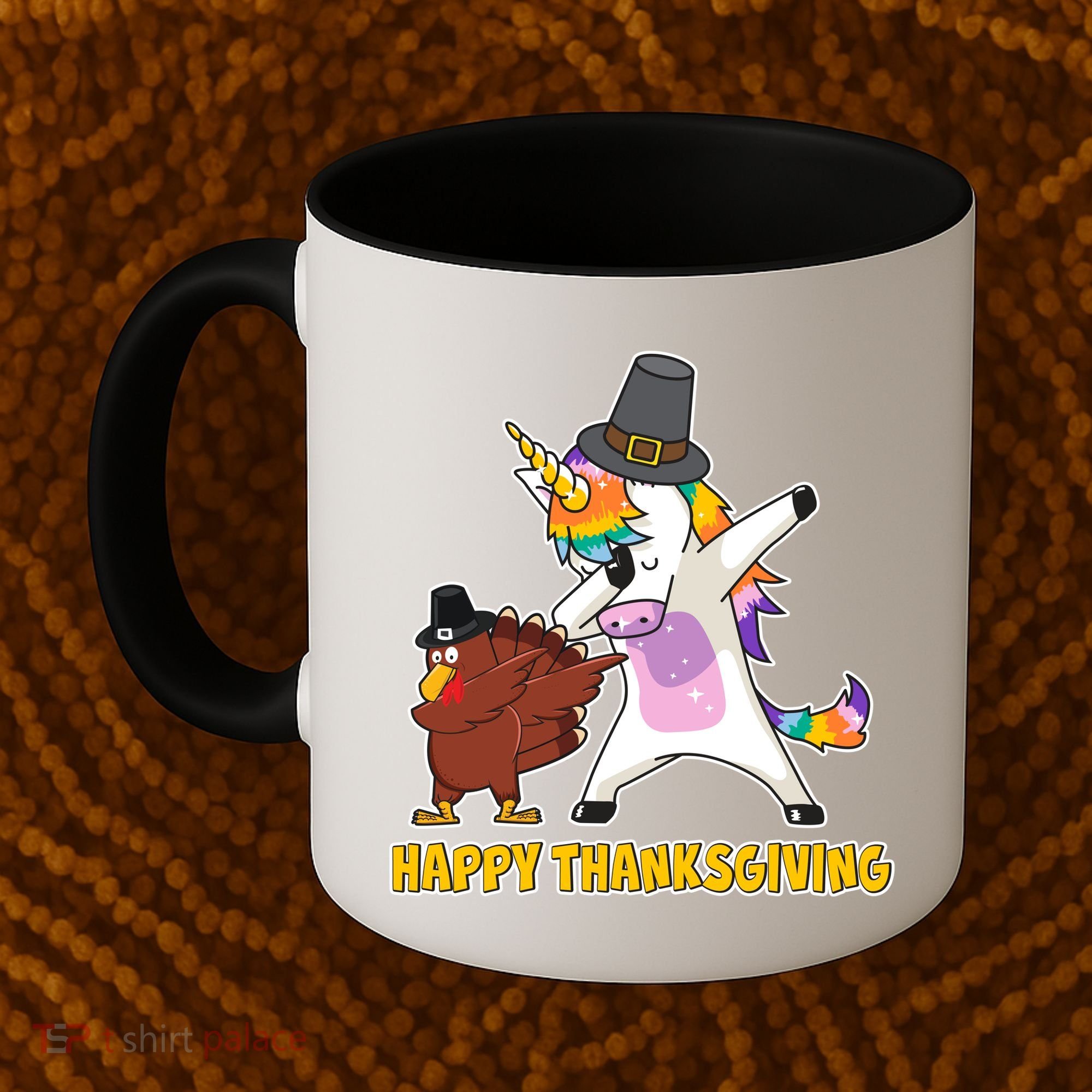 Funny Happy Thanksgiving Dabbing Turkey and Unicorn Coffee Mug
