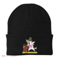 Funny Happy Thanksgiving Dabbing Turkey and Unicorn Beanie thumb 0