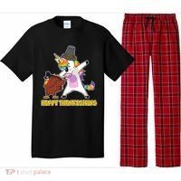 Funny Happy Thanksgiving Dabbing Turkey and Unicorn Pajama Set thumb 0
