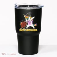 Funny Happy Thanksgiving Dabbing Turkey and Unicorn Tumbler thumb 0