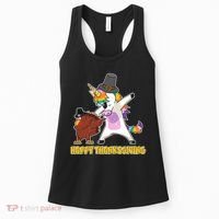Funny Happy Thanksgiving Dabbing Turkey and Unicorn Women's Tank Top thumb 0