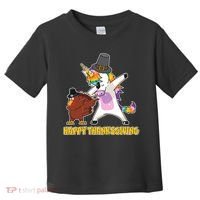 Funny Happy Thanksgiving Dabbing Turkey and Unicorn Toddler T-Shirt thumb 0