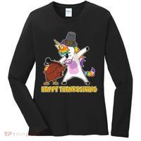 Funny Happy Thanksgiving Dabbing Turkey and Unicorn Women's Long Sleeve Shirt thumb 0
