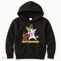 Funny Happy Thanksgiving Dabbing Turkey and Unicorn Kids Hoodie thumb 0