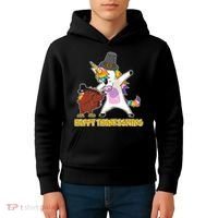 Funny Happy Thanksgiving Dabbing Turkey and Unicorn Kids Hoodie thumb 4