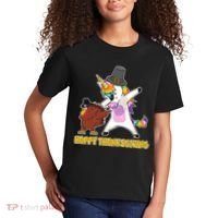Funny Happy Thanksgiving Dabbing Turkey and Unicorn Kids T-Shirt thumb 2