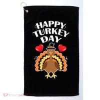 Funny Happy Turkey Day Golf Towel thumb 0