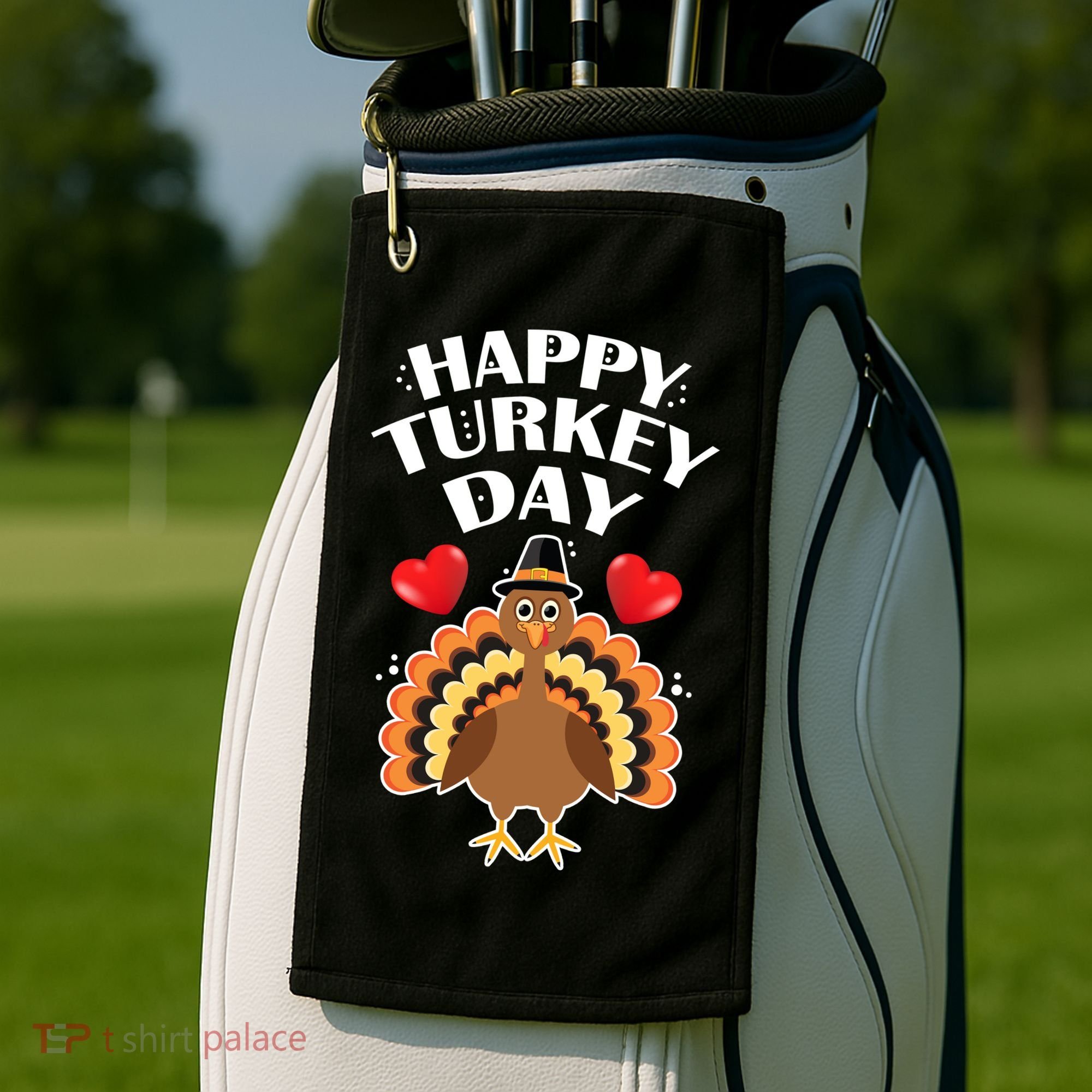 Funny Happy Turkey Day Golf Towel