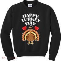 Funny Happy Turkey Day Kids Sweatshirt thumb 0